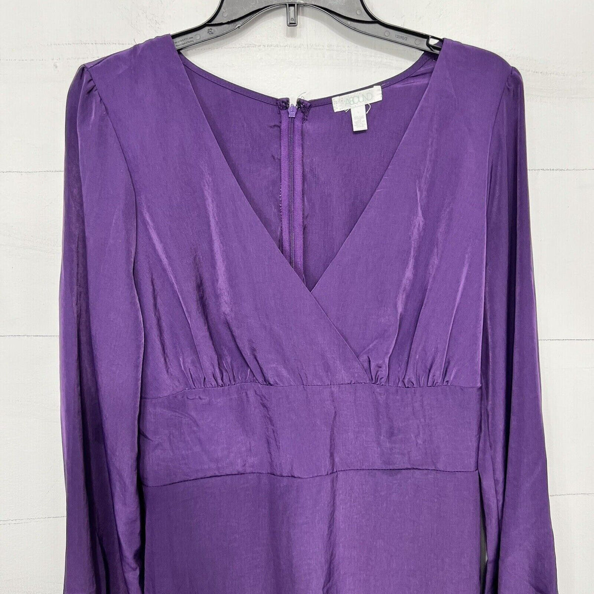 Abound Long Sleeve Ruffle Trim Midi Dress Size Large Purple NWT V-Neck Surplice