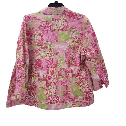 Draper & Damons Womens 2X Casual Pink Yellow Lightweight Coat Jacket