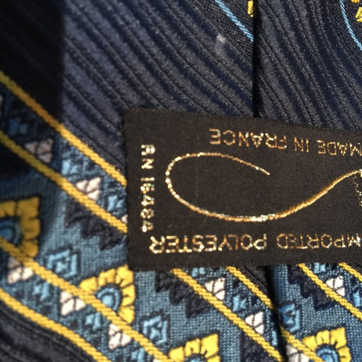 Remington Vintage Wide Tie Necktie Striped France Blue gold Mens Striped