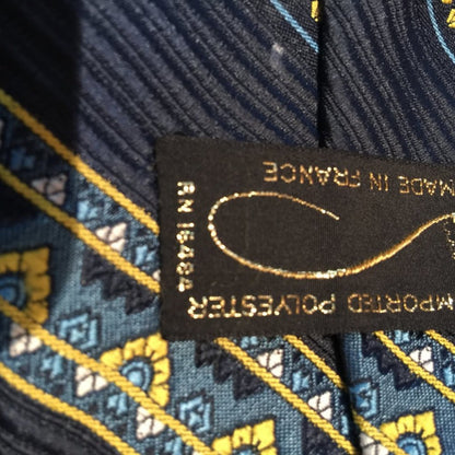 Remington Vintage Wide Tie Necktie Striped France Blue gold Mens Striped