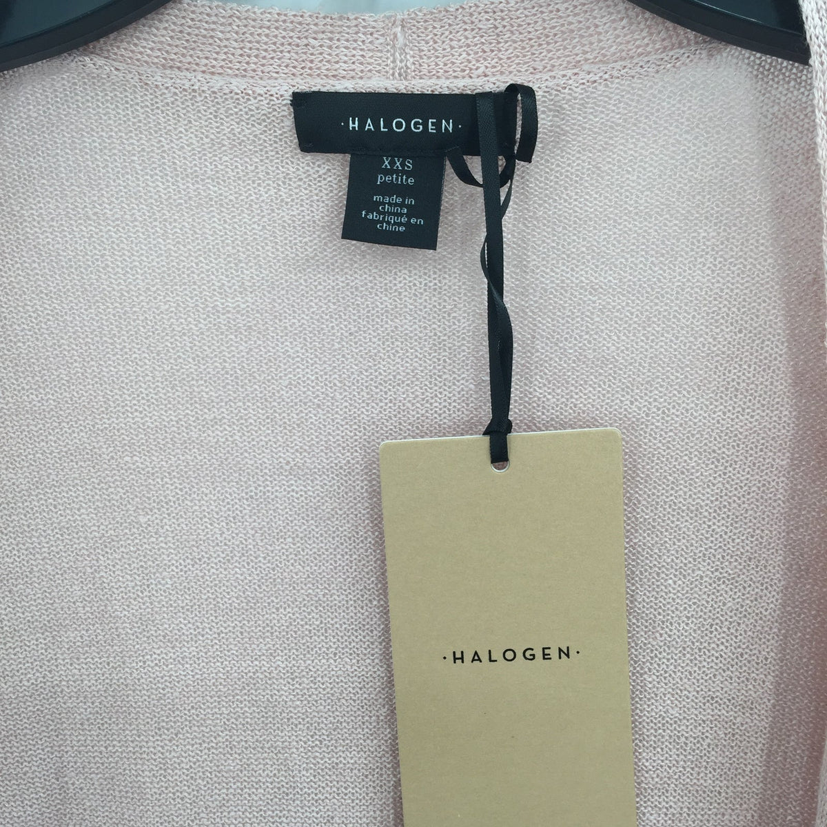 Halogen Long Ribbed Open Front Cardigan Sweater Long Sleeve Pink Smoke XX-Small Petite