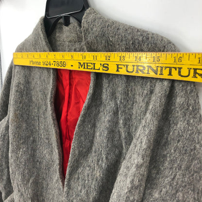 Vintage Women's Wool Knitted Cardigan Sweater Long Sleeves Gray Solid 26"