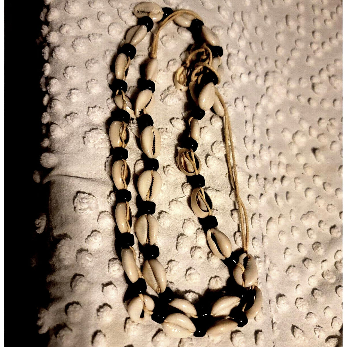 Cowrie Shell Necklace 20" long heavy beachcomber spring double single VINTAGE