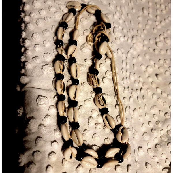 Cowrie Shell Necklace 20" long heavy beachcomber spring double single VINTAGE