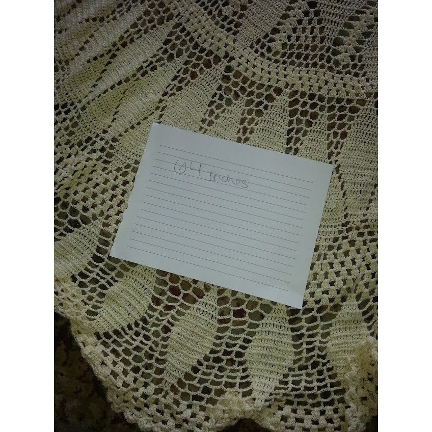 Vintage Round hand crocheted table cloth circle DAMAGED needs repair