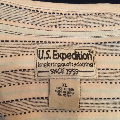 U.S. Expedition Men’s Long Sleeve Button Up Shirt Collared XL 100% Cotton NEW