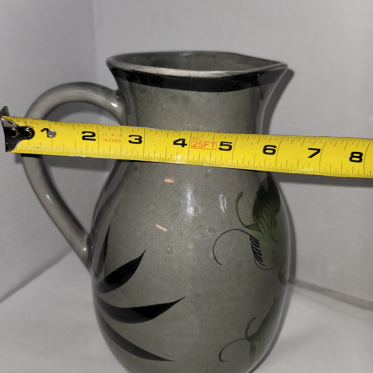Mexico pottery sangria pitcher floral Mexican jug pottery floral handle TALAVERA