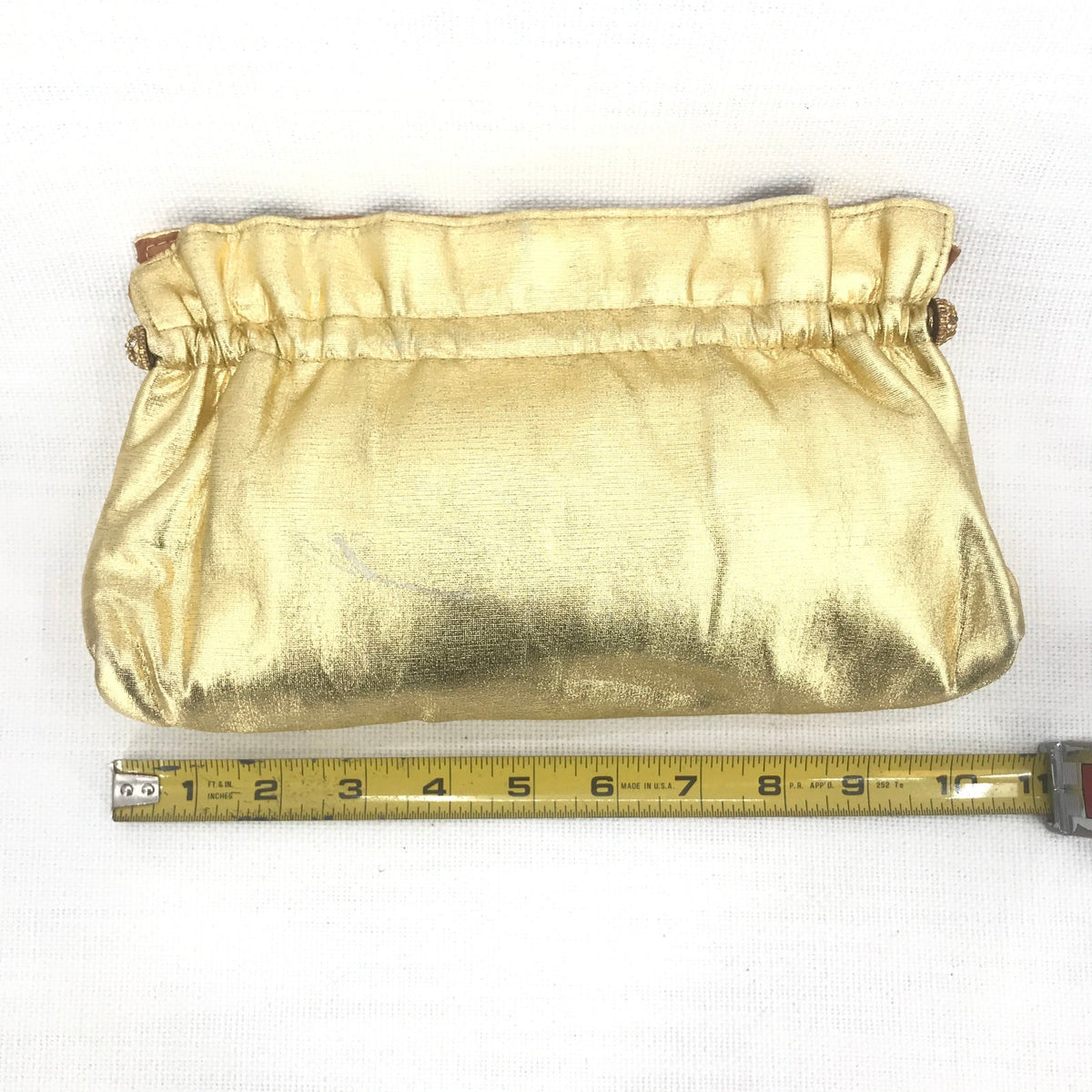 Vintage Women's Party Clutches Hand Purse Kiss Locked Gold Chain Size One