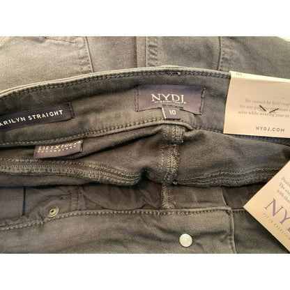 NYDJ Women's Jeans Marilyn Straight Leg Size 10 Vintage Pewter Gray NWT