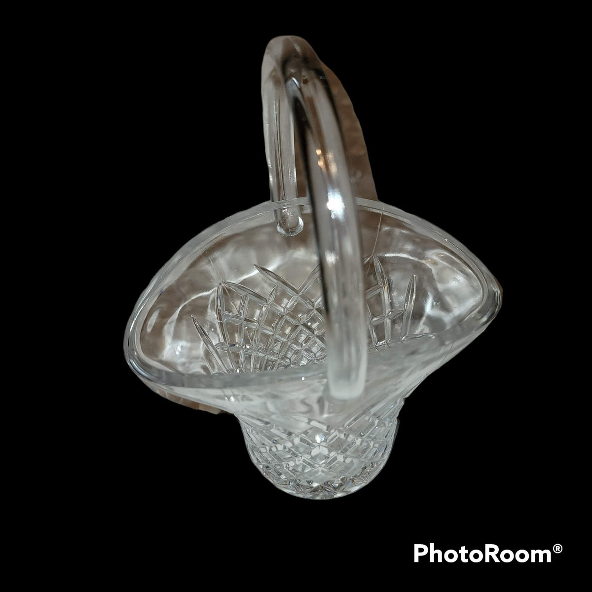 Glass basket planter diamond pattern woben