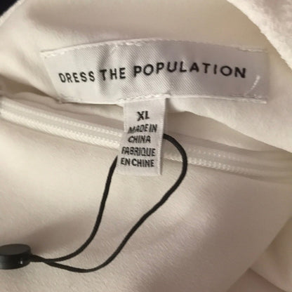 Dress the Population Gracelyn Blouson Jersey Gown XL White Formal Sleeveless NEW