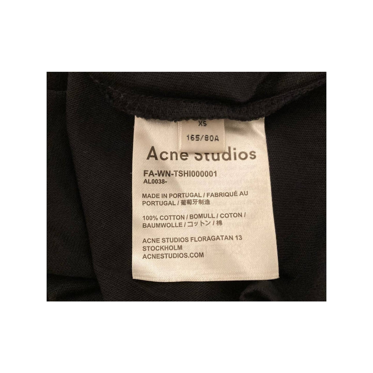 Acne Studios Crew Neck Short Sleeve Tee Shirt Top Sz XS/Extra Small in Black NWT