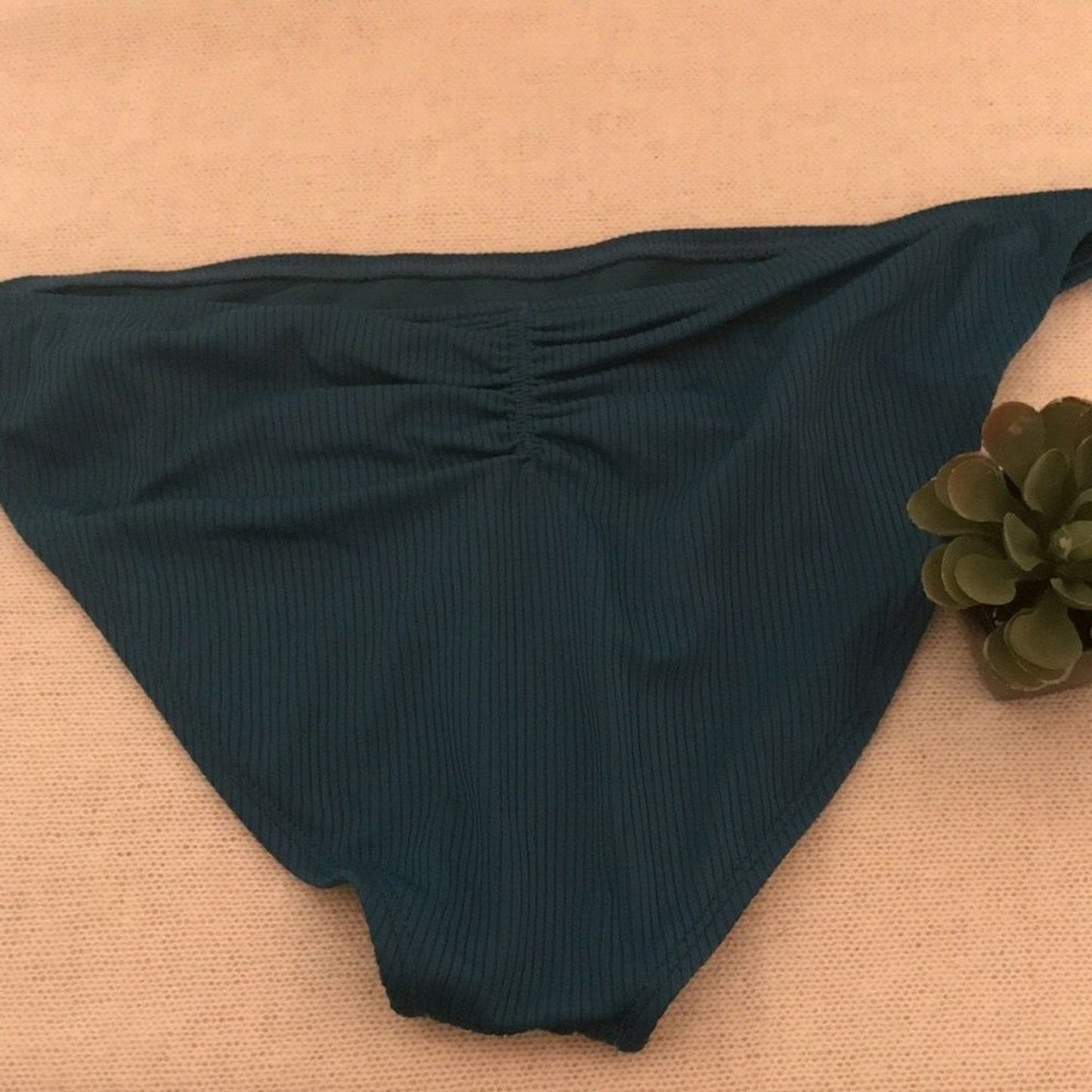 California Waves NEW Ribbed Teal Bikini ONLY BOTTOMS Size Large Swimsuit bathing