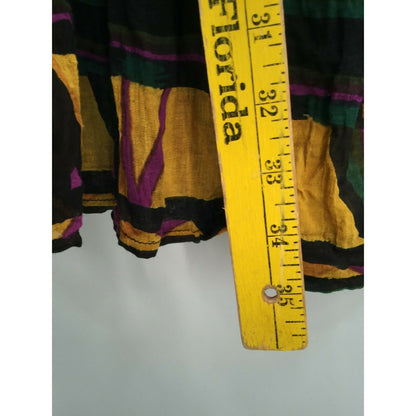 Just Class Abstract Pleated Skirt Drawstring Waist Multicolor Large boho