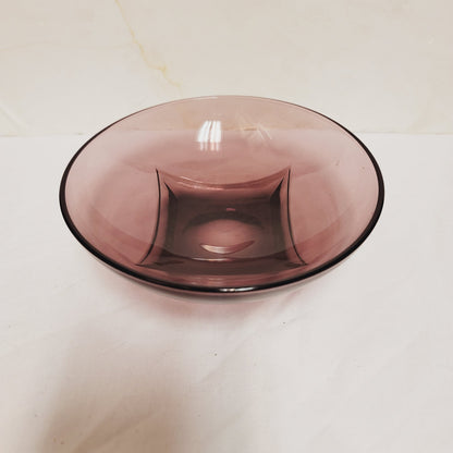 Vintage Hazel Atlas Footed Amethyst Purple Glass Bowl Midcentury SET of 7