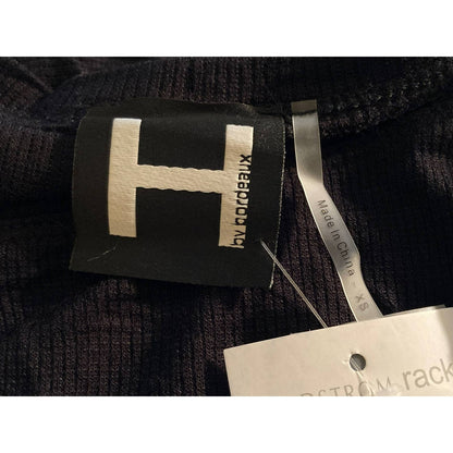 H by Bordeaux Split Back Long Sleeve Rib Knit Sweater XS/Extra Small Black NWT
