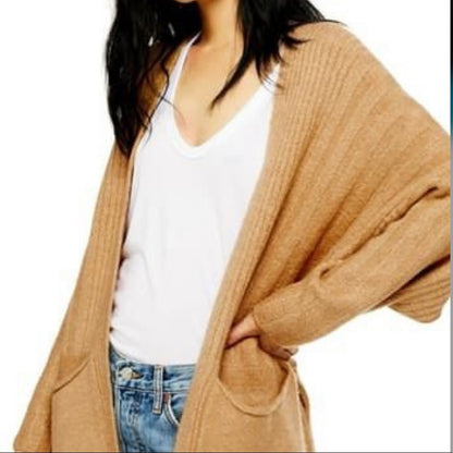 Topshop NEW Long Open Front Cardigan pockets Large