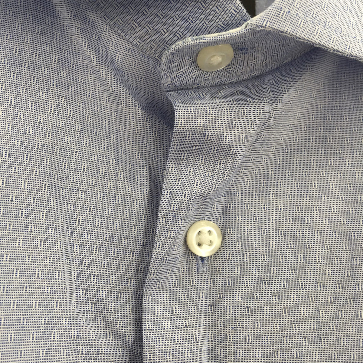 NORDSTROM Neck 17.5 Trim Fit Non-Iron Dress Shirt blue White Subtle dot Med Wash