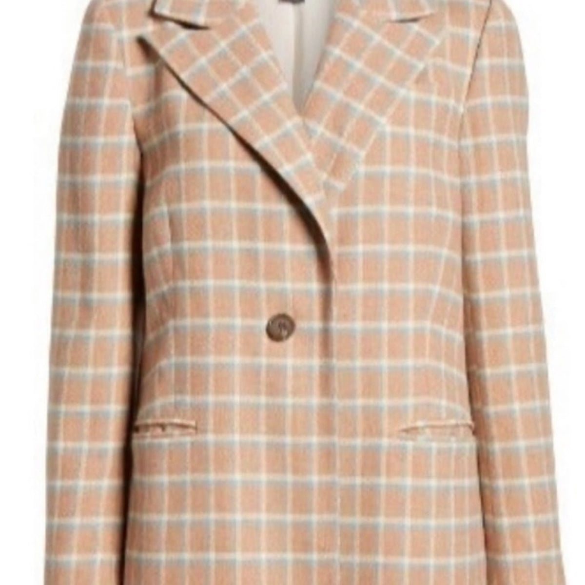Something Navy NWT Single Breasted Plaid Wool Blend Long Coat Size Large Jacket