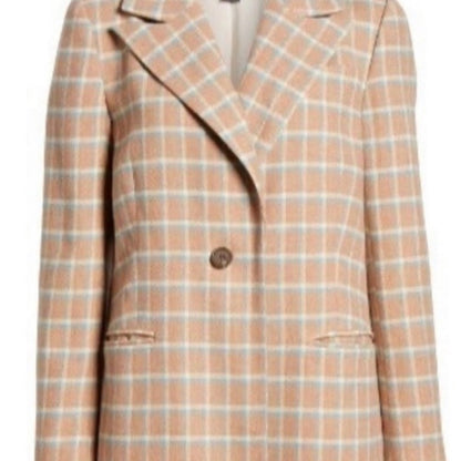 Something Navy NWT Single Breasted Plaid Wool Blend Long Coat Size Large Jacket