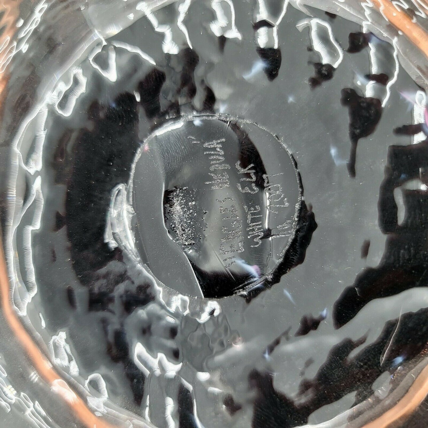 White Elk Hand Blown Art Glass Footed Bowl Eagles Nebula Marty Holmes VISION