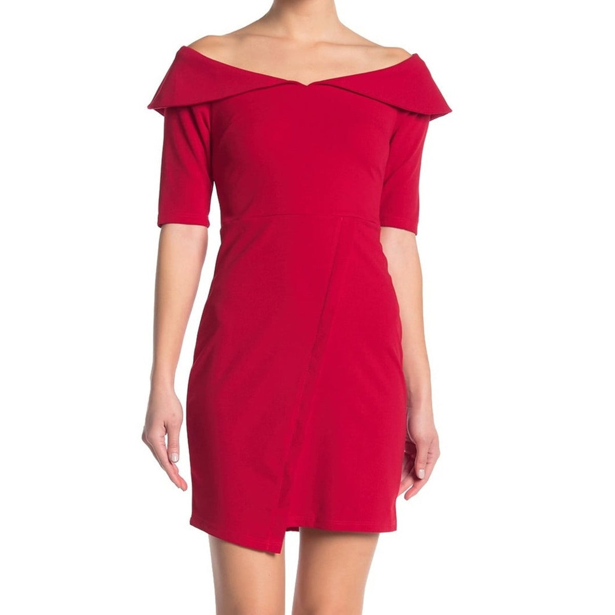 Vanity Room Off the Shoulder Scuba Crepe Dress red Medium spring summer party
