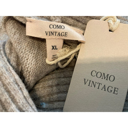 COMO VINTAGE Sweater Ribbed Knit Mock Neck Grey Sz XL/Extra Large Tan NWT
