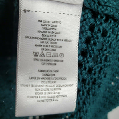 Joie L Diza Open Knit Pullover Sweater Long Sleeves Crew Neck Teal Green Size Medium