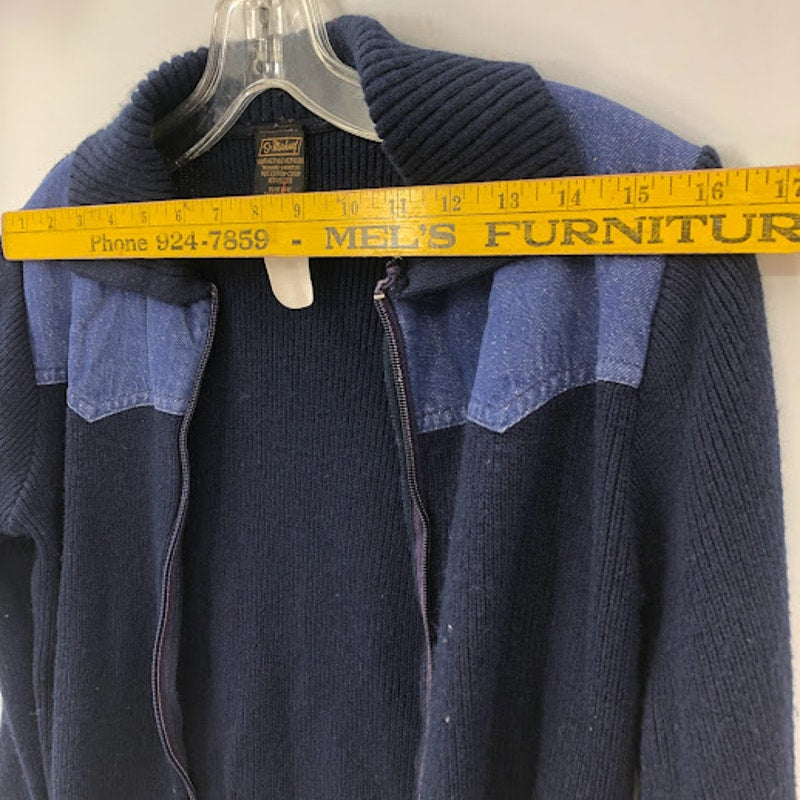 St. Michael vintage medium 2 tone blue sweater Full zip collar knit 32" cardigan
