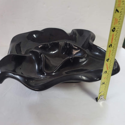 LARGE free form black ceramic Mid Century Modern Ashtray