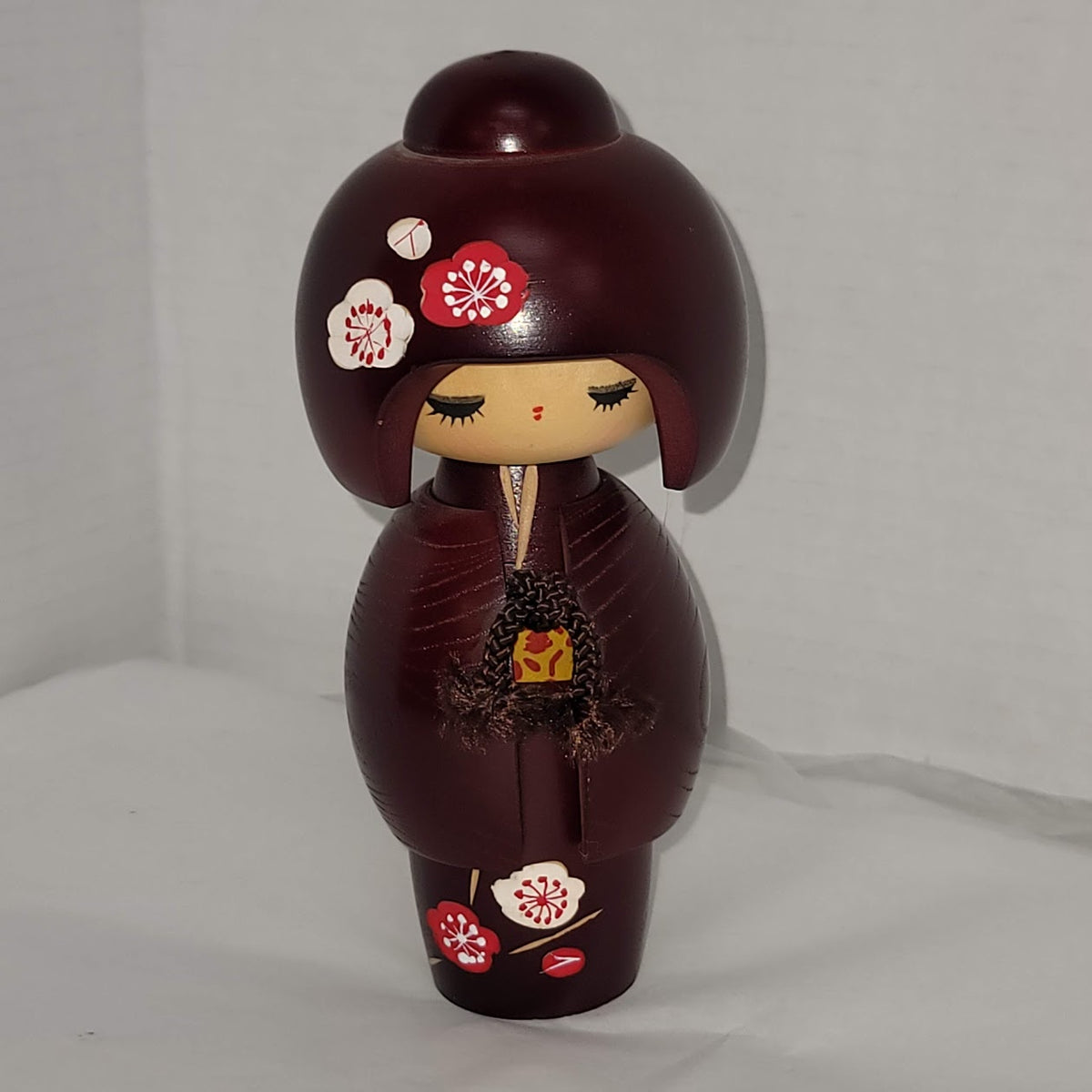 Kokeshi Japanese Geisha Kimono Wood Doll Toy Handmade Flowers Handpainted