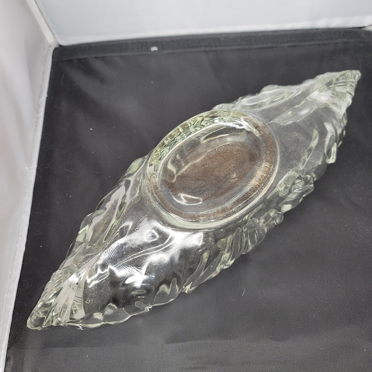 Vintage Jeanette Glass Gondola Centerpiece Oval fruit console bowl serving glass