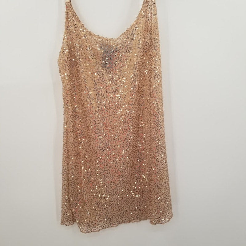 Metaphor Gold Sequin Sleeveless Camisole tank Top Large NEW SHEER Cocktail Club
