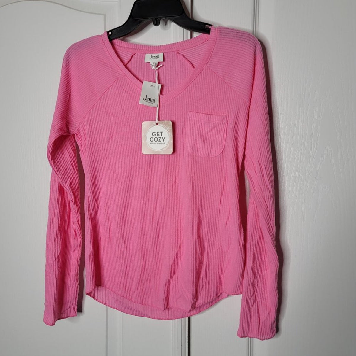 NWT Jenni by Jennifer Moore Ribbed Knit Pajama Top Size XSmall