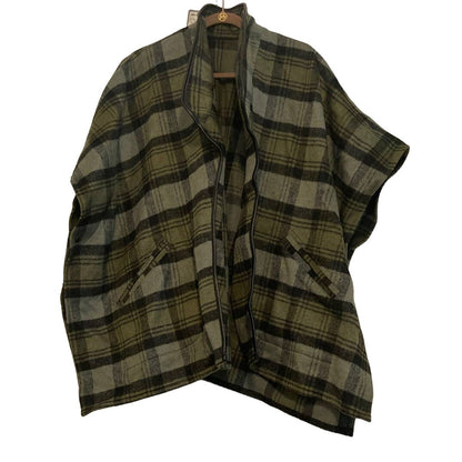 Nordstrom Cape Poncho One Size Green Lodge Plaid NWT