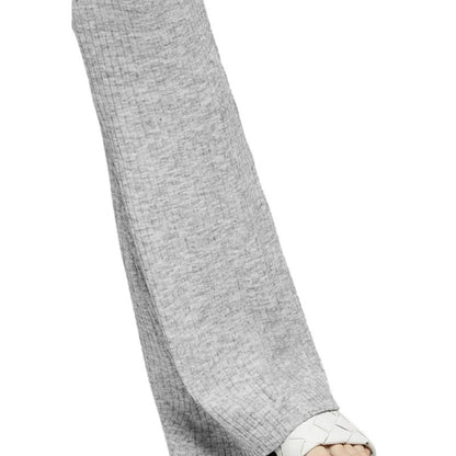 Topshop Pull On Drawstring Rib Knit Flare Leg Retro Pants Sz 14 Heather Gray NWT