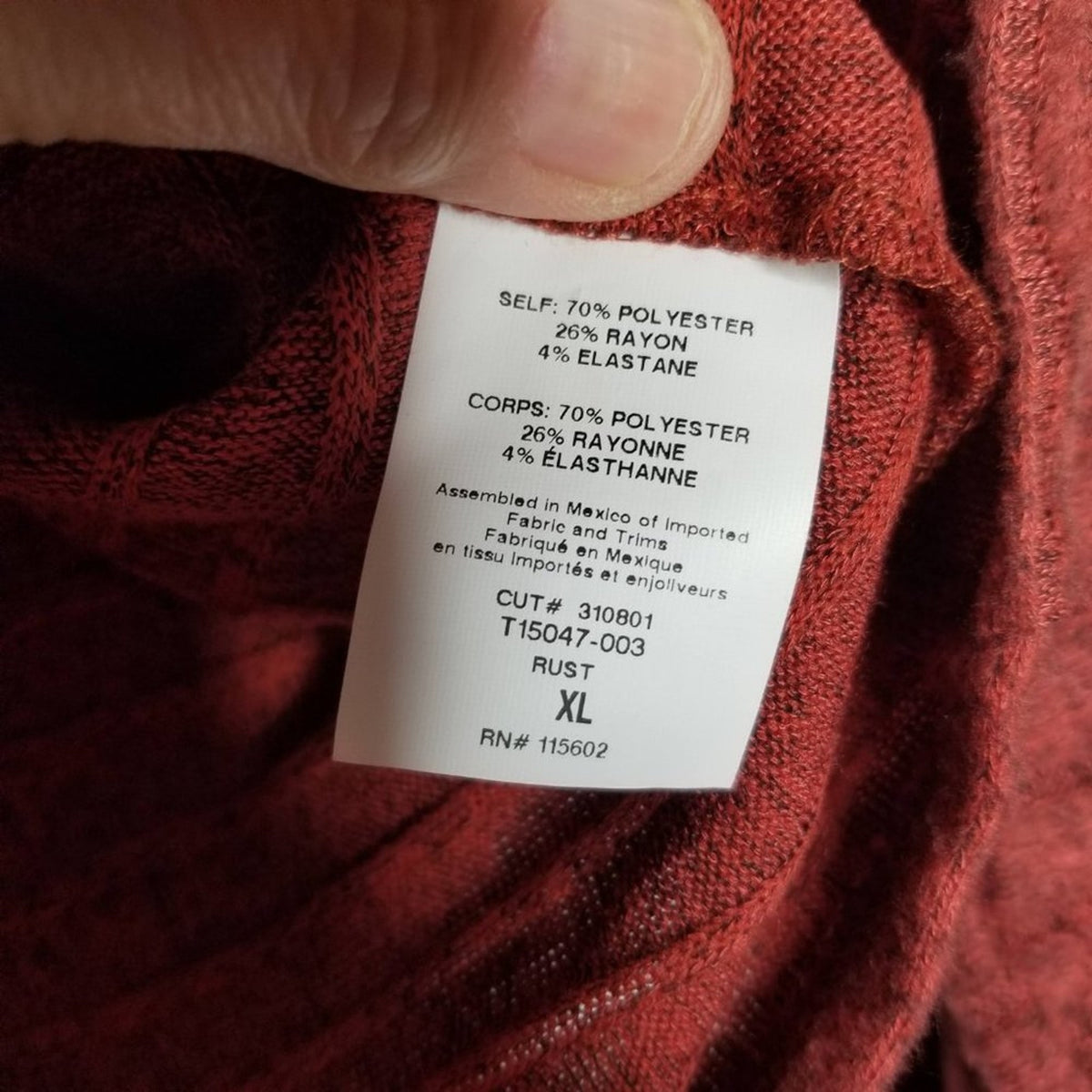 Lush Long Sleeve Brushed Mock Neck Sweater Rust Size XL  top crop Midriff NEW