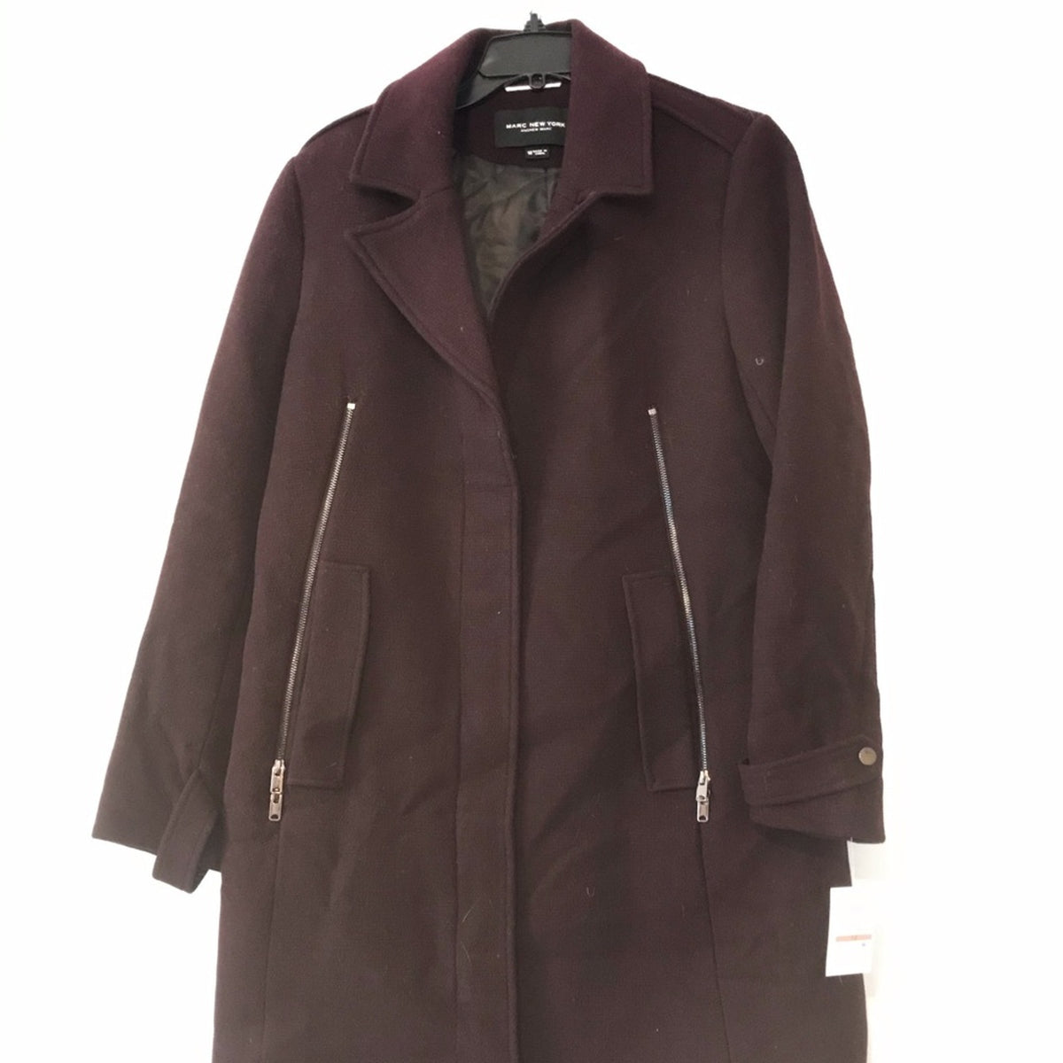 Marc New York NWT Winter Havana Bur Wool Melton Burgundy Coat Size 12