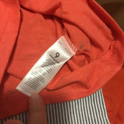 NWT Carters Nine Month Orange Dinosaur Collared Shirt Striped Shorts 2 Pc. Set
