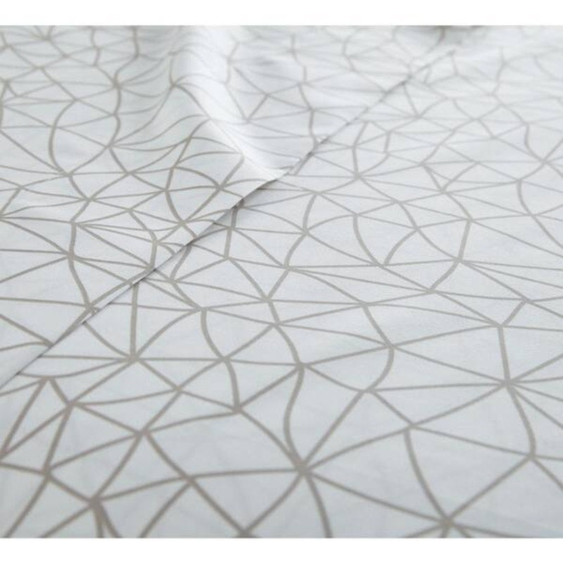 SouthShore Linens California King Comforter Set Two Sham Geometric Maze Grey NEW