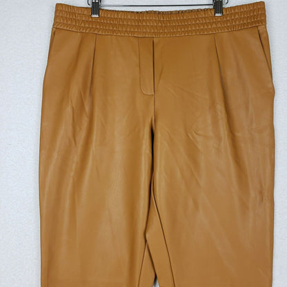 Halogen Atlantic Pacific Faux Leather Pull On Pants Size XXL/2X Camel Brown NWT