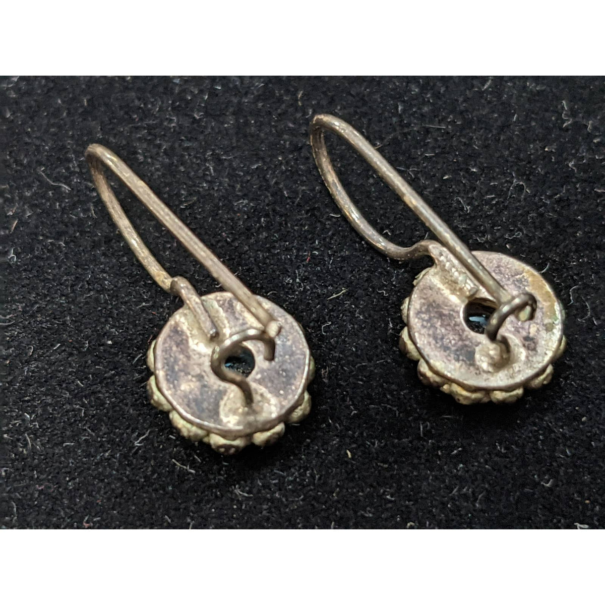 Vintage 925 Sterling Silver Drop Pierced Earrings blue Crystal