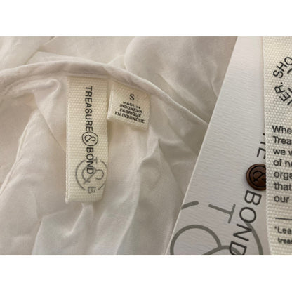 Treasure & Bond Soft Voile Round Neck Curve Hem Blouse Top Sz Small in Ivory NWT