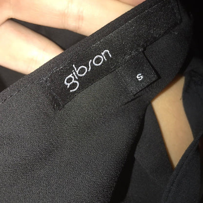 Gibson NEW Black Midi Casual Dress Size Small Summer Sleeveless Keyhole Peplum