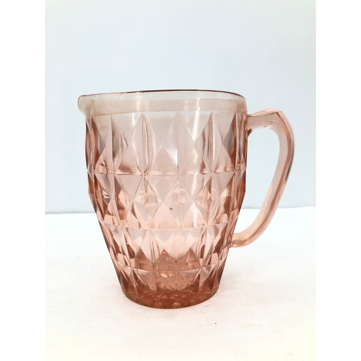 Jeannette Glass WINDSOR DIAMOND Pink Pitcher 52 oz Depression Glass VINTAGE