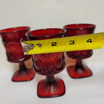 Noritake SET 3 Red Spotlight stemware footed dimple wine sherry glasses 4.3/4"