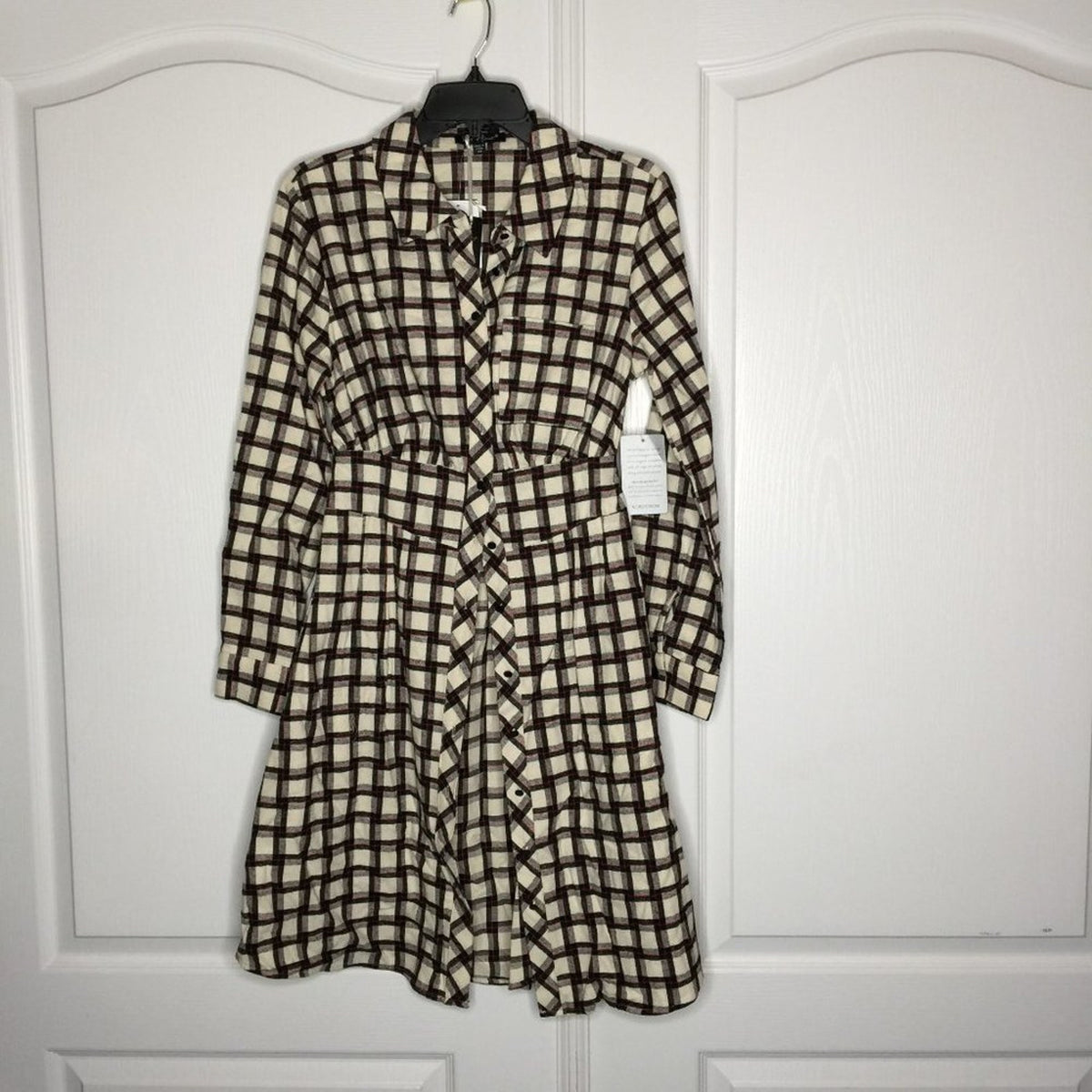Velvet Heart Labella Button-Down Dress Long Sleeve Plaid Extra Small Pockets