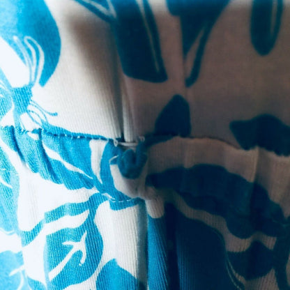 Lilly Pulitzer Women's 3/4 Sleeve Dress V-Neck Blue White Leaf Print Size Large
