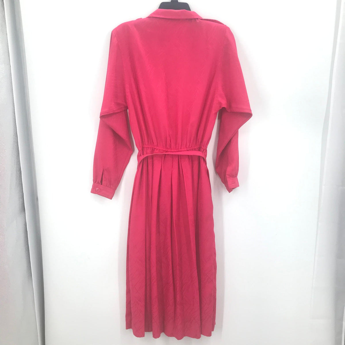 Epitome Vintage Women's Tie Waist Belt Pleated Maxi Dress Long Sleeves Red Size 8