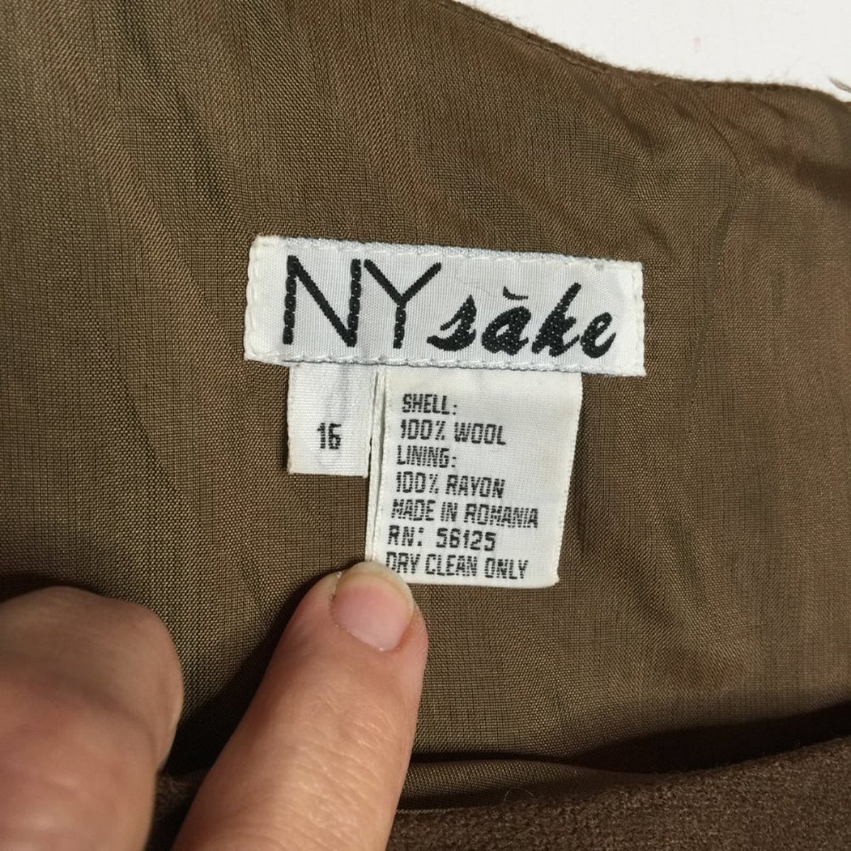 NY Sake Vintage Sleeveless Wool Sheath Layering buckle Scoop Neck Dress Brown
